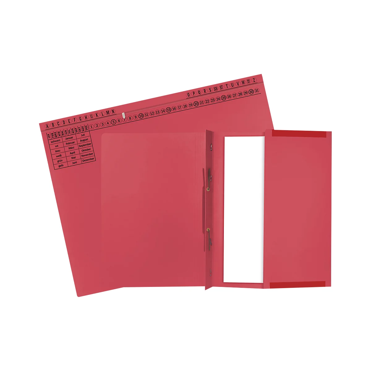 Dossier suspendu Exacompta, pour agrafage à gauche &amp; à droite, plié, pli extensible, impression d'organisation, Ange Bleu, carton recyclé, rouge, 25 pièces