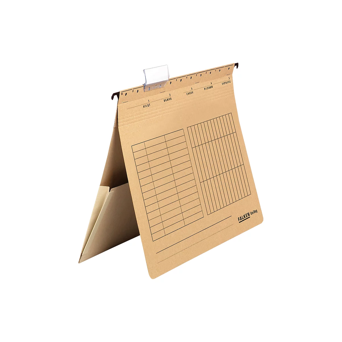 Dossier suspendu Falken UniReg, format A4, pour env. 300 feuilles, agrafage commercial, avec pochette, Ange Bleu, carton recyclé, marron clair, 25 pièces