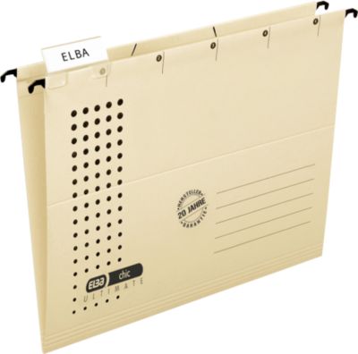 Lot De 25 Dossiers Suspendus ELBA Chic Ultimate Vert - Ouverture Latérale, Carton Kraft 240g/m² - Pour Classeur A4