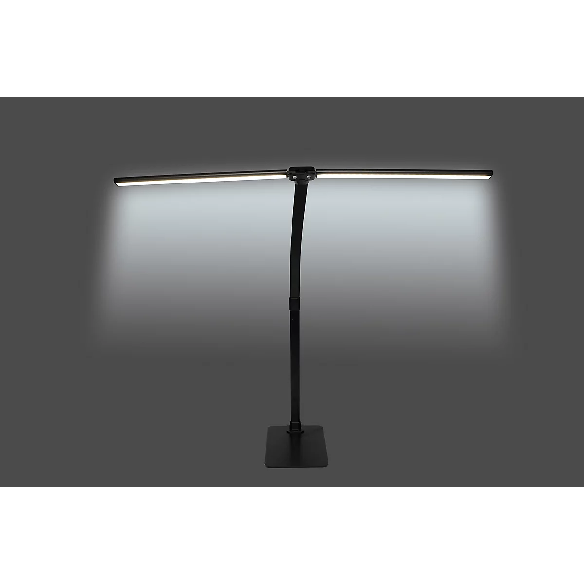 DOTLUX LED-Schreibtischleuchte TWIN, 20W, COLORselect 3000 - 6500K, dimmbar, 120° Abstrahlwinkel, L 800 x B 33 x H 680 mm, schwarz
