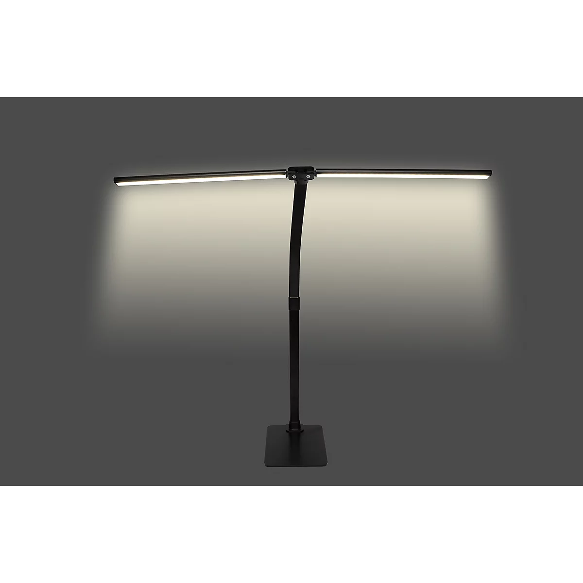 DOTLUX LED-Schreibtischleuchte TWIN, 20W, COLORselect 3000 - 6500K, dimmbar, 120° Abstrahlwinkel, L 800 x B 33 x H 680 mm, schwarz
