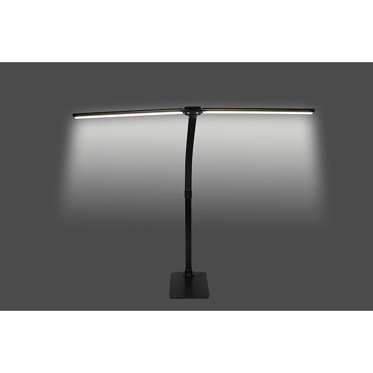 DOTLUX LED-Schreibtischleuchte TWIN, 20W, COLORselect 3000 - 6500K, dimmbar, 120° Abstrahlwinkel, L 800 x B 33 x H 680 mm, schwarz