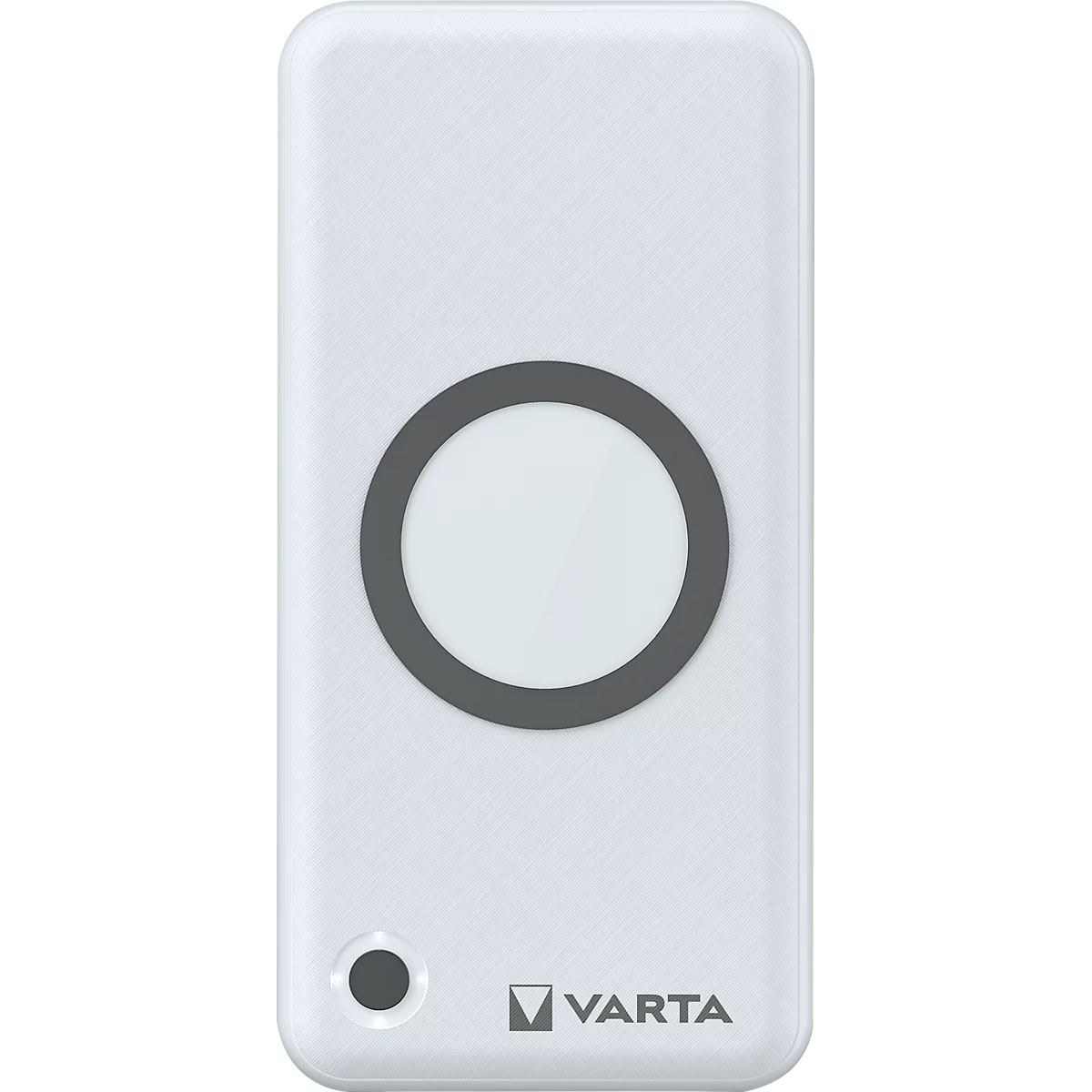 Draadloze Powerbank Varta, 20000 mAh, 1x USB-C (In &amp; Out), 2x USB-A (Out), opladen met of zonder kabel, B 79 x D 24 x H 160 mm, wit