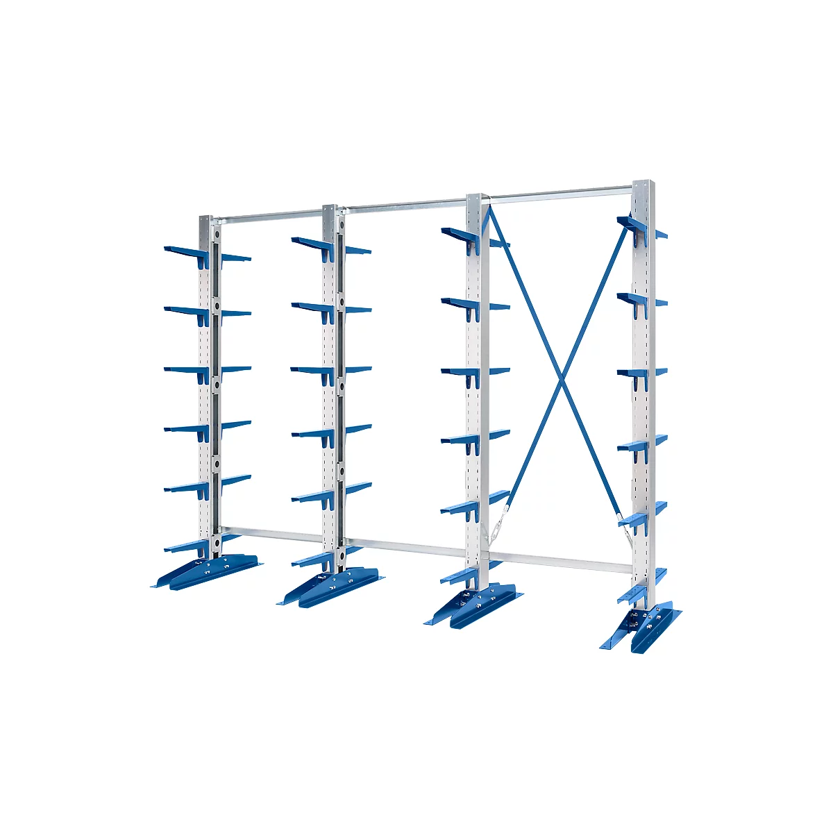 Draagarmstelling KRM, dubbelzijdig, 3 rekhoogtes en -lengtes, lengte draagarmen 400 of 500 mm