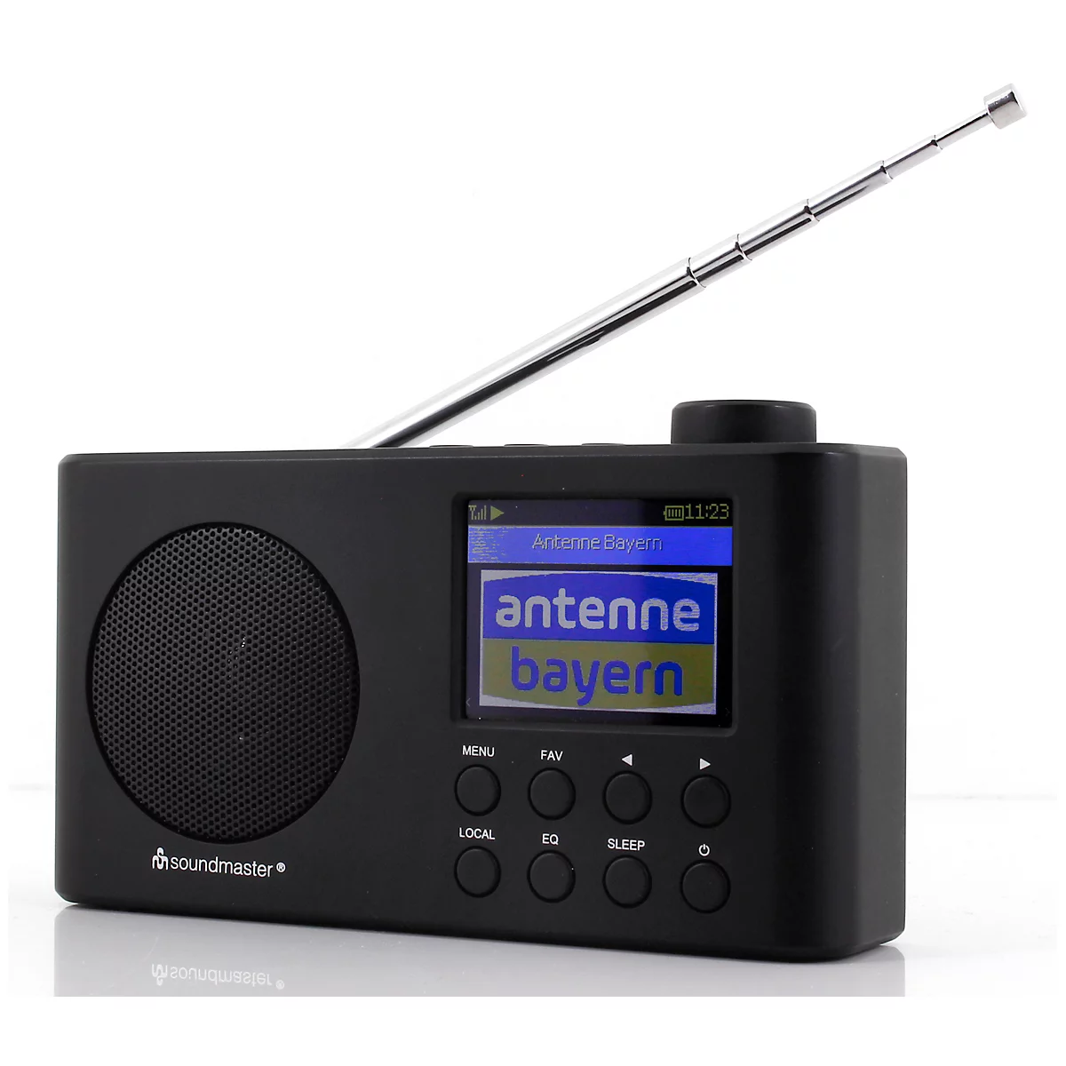Draagbare internetradio Soundmaster® IR6500SW, DAB+/UKW, 2 W, slaap- en alarmfunctie, Bluetooth, oplaadbare batterij, B 160 x D 45 x H 95 mm, zwart