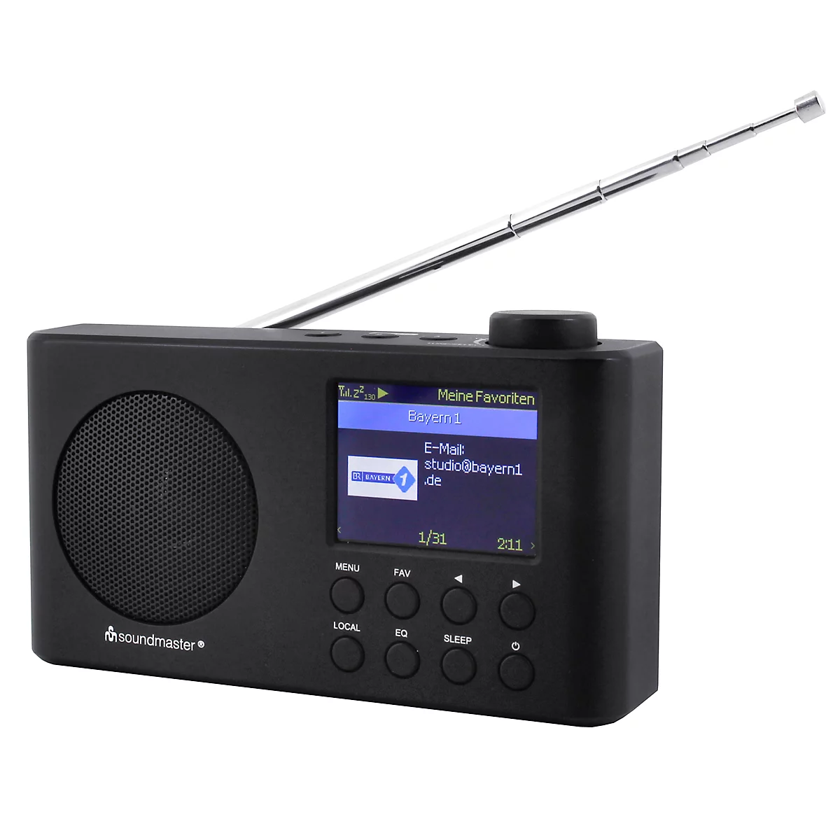 Draagbare internetradio Soundmaster® IR6500SW, DAB+/UKW, 2 W, slaap- en alarmfunctie, Bluetooth, oplaadbare batterij, B 160 x D 45 x H 95 mm, zwart