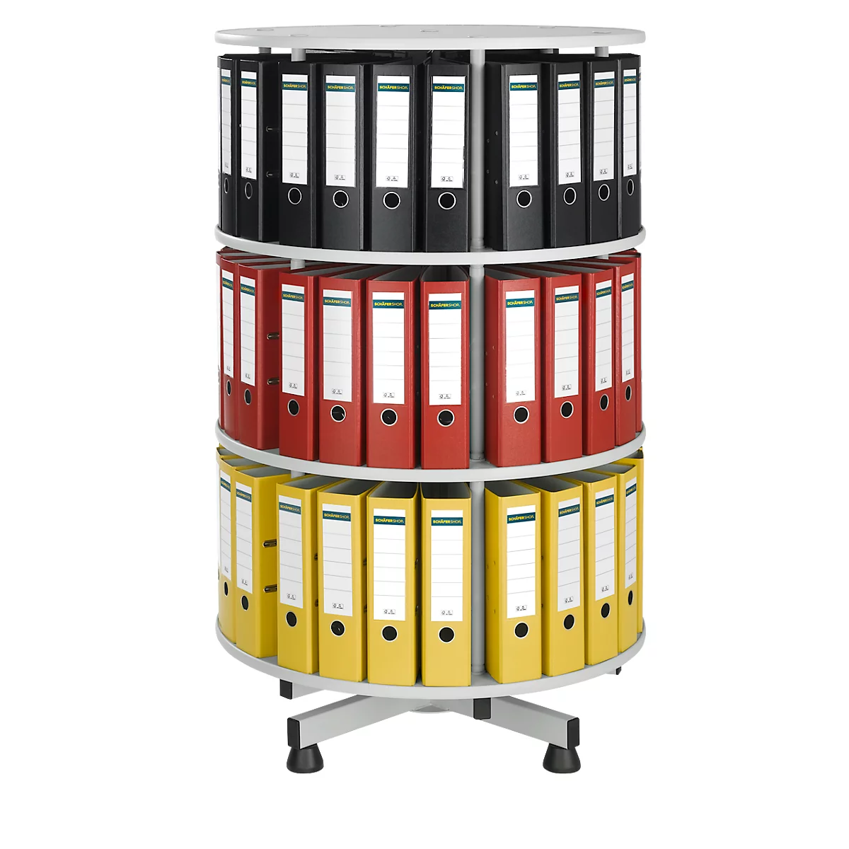 Draaibare ordnerzuil met 3 etages, zonder ordners, h 1300 mm