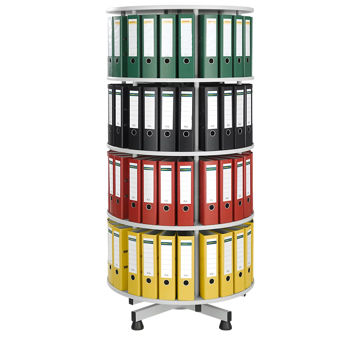 Draaibare ordnerzuil met 4 etages, zonder ordners, h 1660 mm