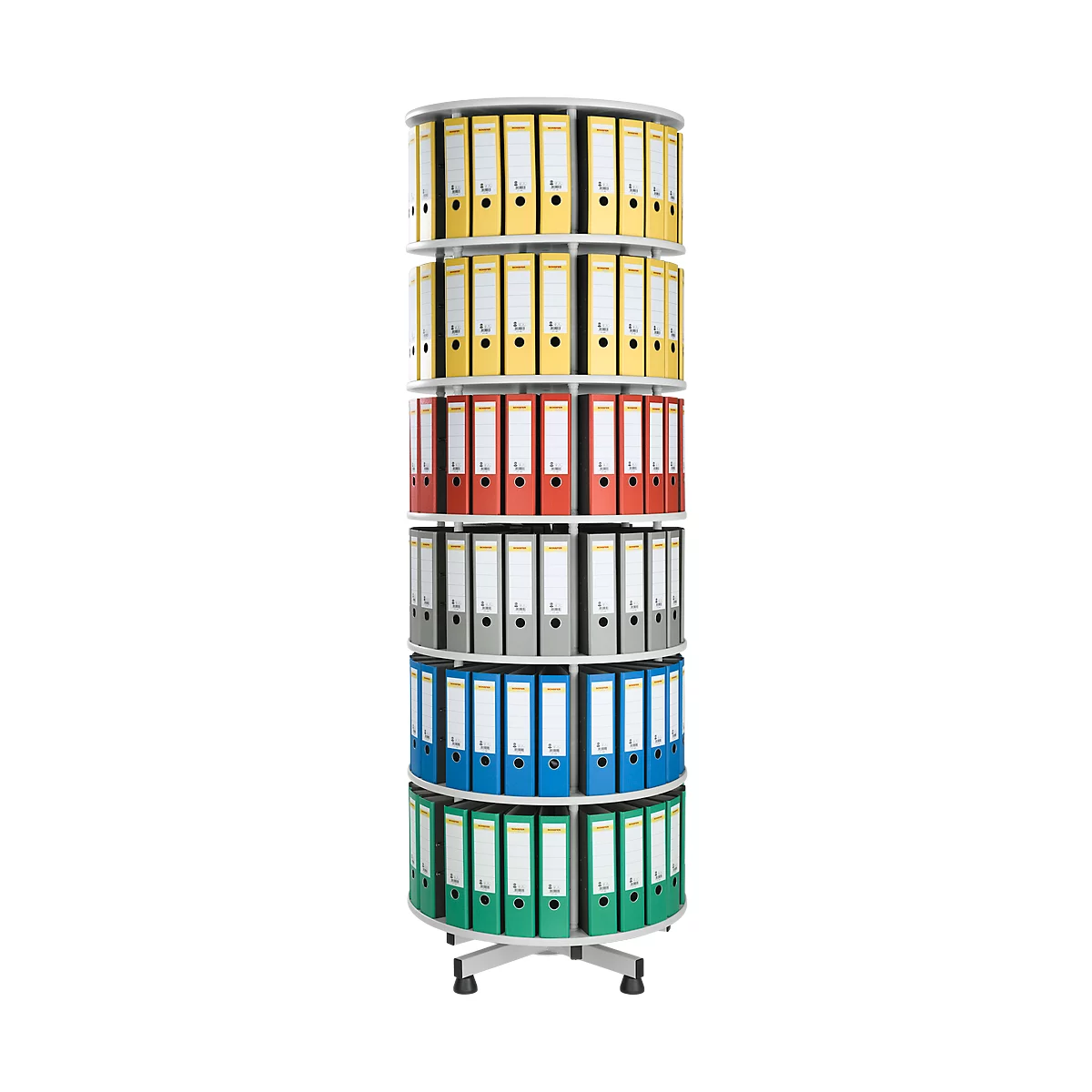 Draaibare ordnerzuil met 6 etages, volledig draaibaar, h 2380 mm