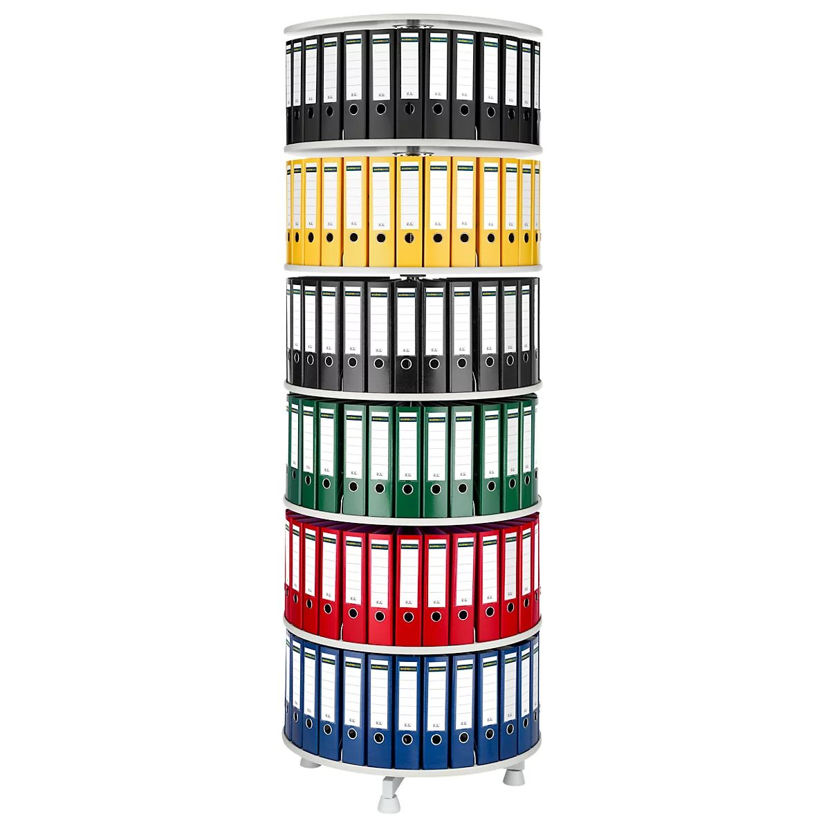 Draaibare ordnerzuil met 6 etages, zonder ordners, h 2280 mm