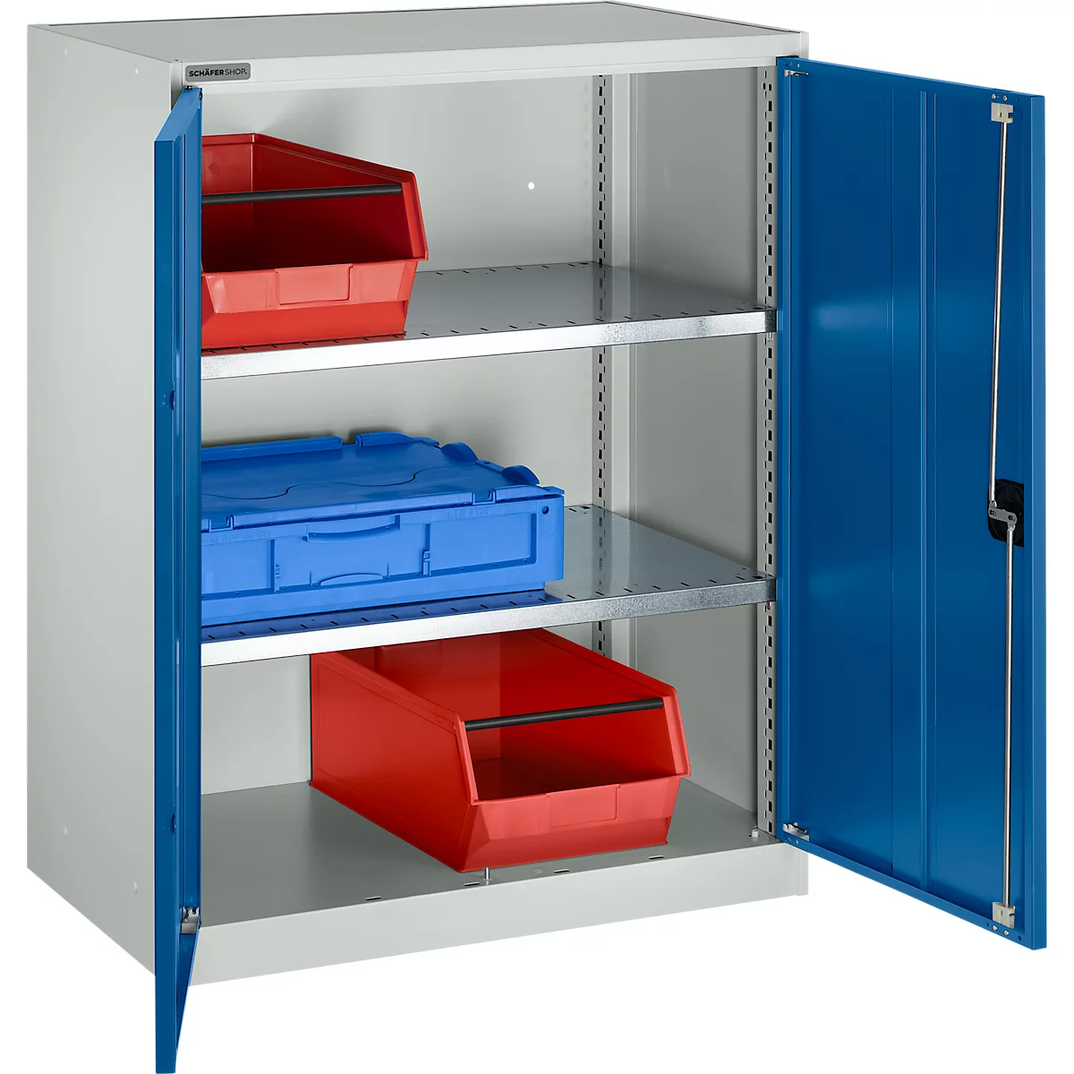 Draaideurkast Schäfer Shop Select MS-i 12408, plaatstaal, B 800 x D 400 x H 1215 mm, 3 OH, lichtgrijs/gentiaanblauw, tot 150 kg 