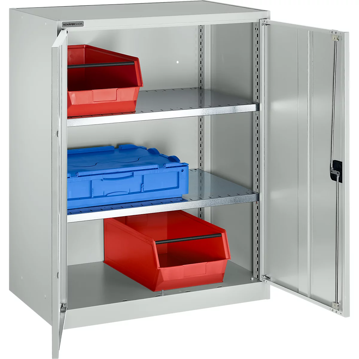 Draaideurkast Schäfer Shop Select MS-i 12408, plaatstaal, B 800 x D 400 x H 1215 mm, 3 OH, lichtgrijs, tot 150 kg 