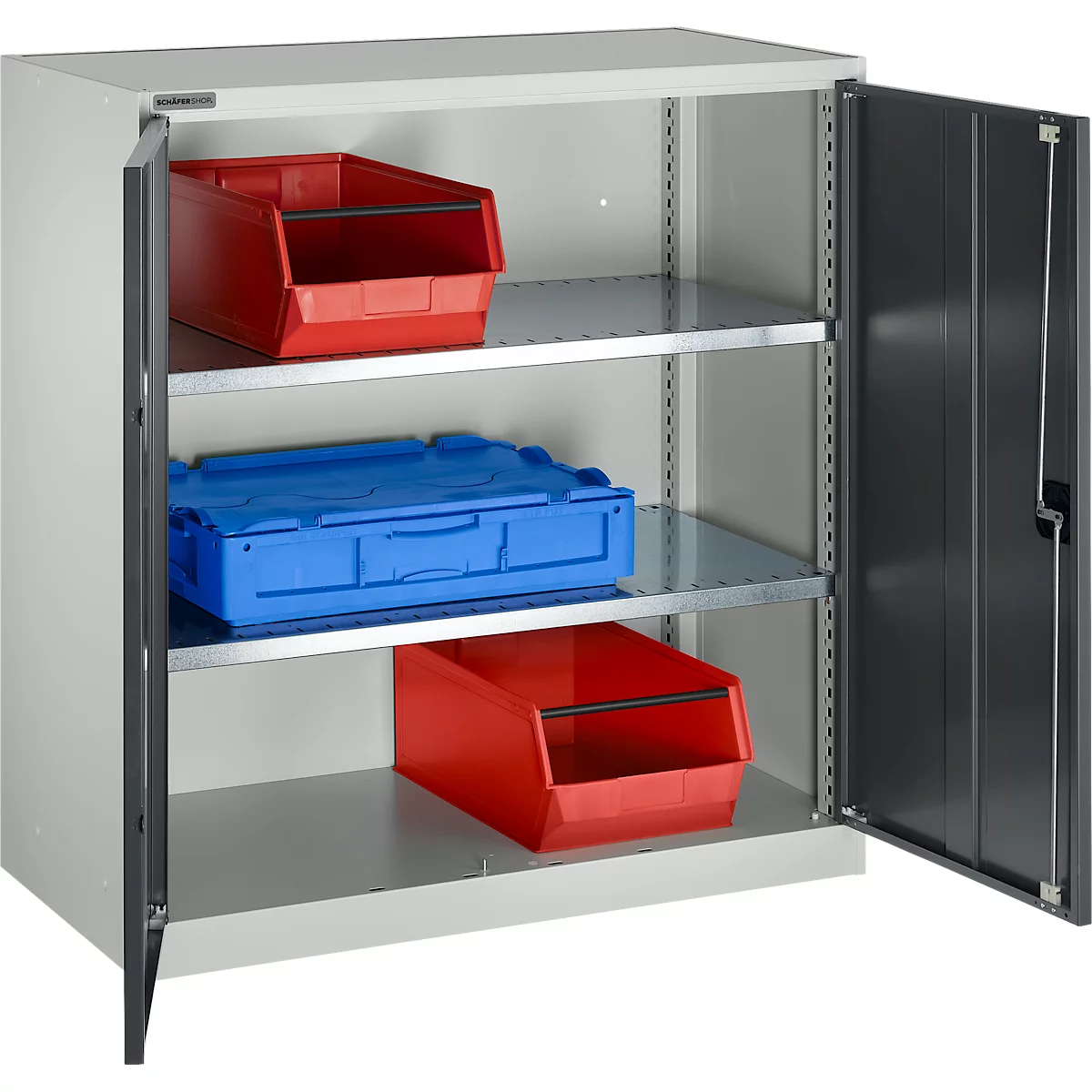 Draaideurkast Schäfer Shop Select MS-i 12409, plaatstaal, B 950 x D 400 x H 1215 mm, 3 OH, lichtgrijs/antracietgrijs, tot 150 kg 
