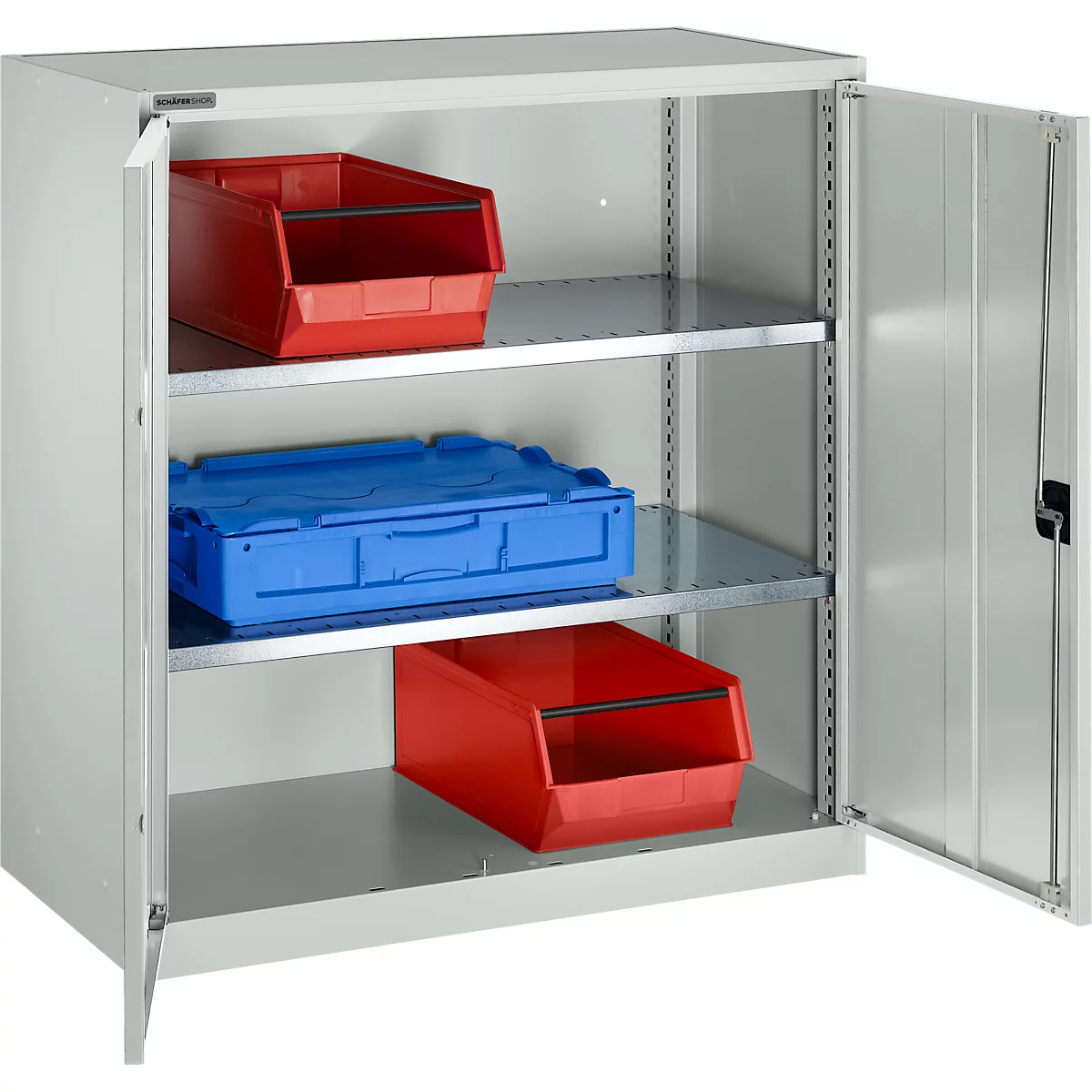 Draaideurkast Schäfer Shop Select MS-i 12409, plaatstaal, B 950 x D 400 x H 1215 mm, 3 OH, lichtgrijs, tot 150 kg 