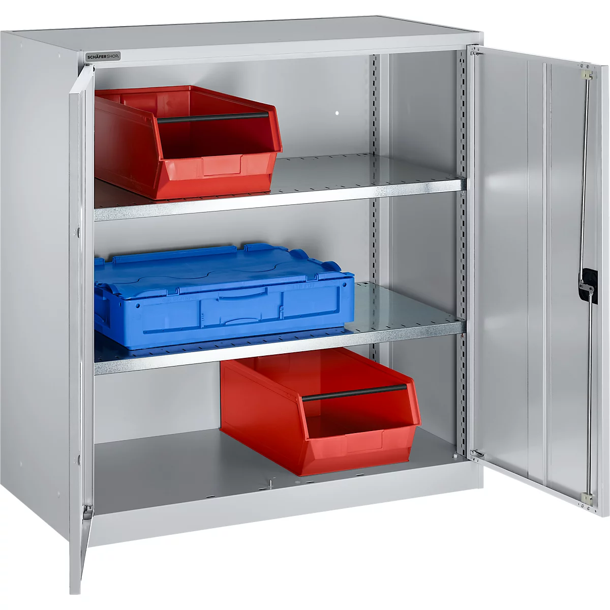 Draaideurkast Schäfer Shop Select MS-i 12409, plaatstaal, B 950 x D 400 x H 1215 mm, 3 OH, wit aluminium, tot 150 kg 