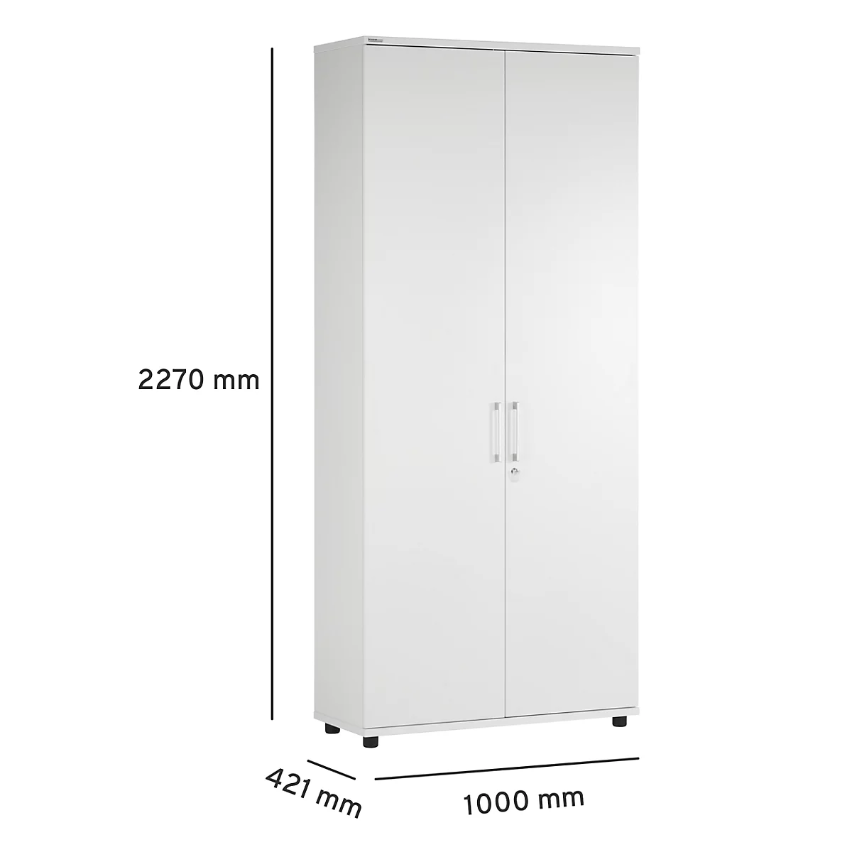 Draaideurkast TETRIS WOOD – B 1000 x D 421 x H 2270 mm (hoogte inclusief glijders) – 6 OH - wit – ons merk Schäfer Shop Genius