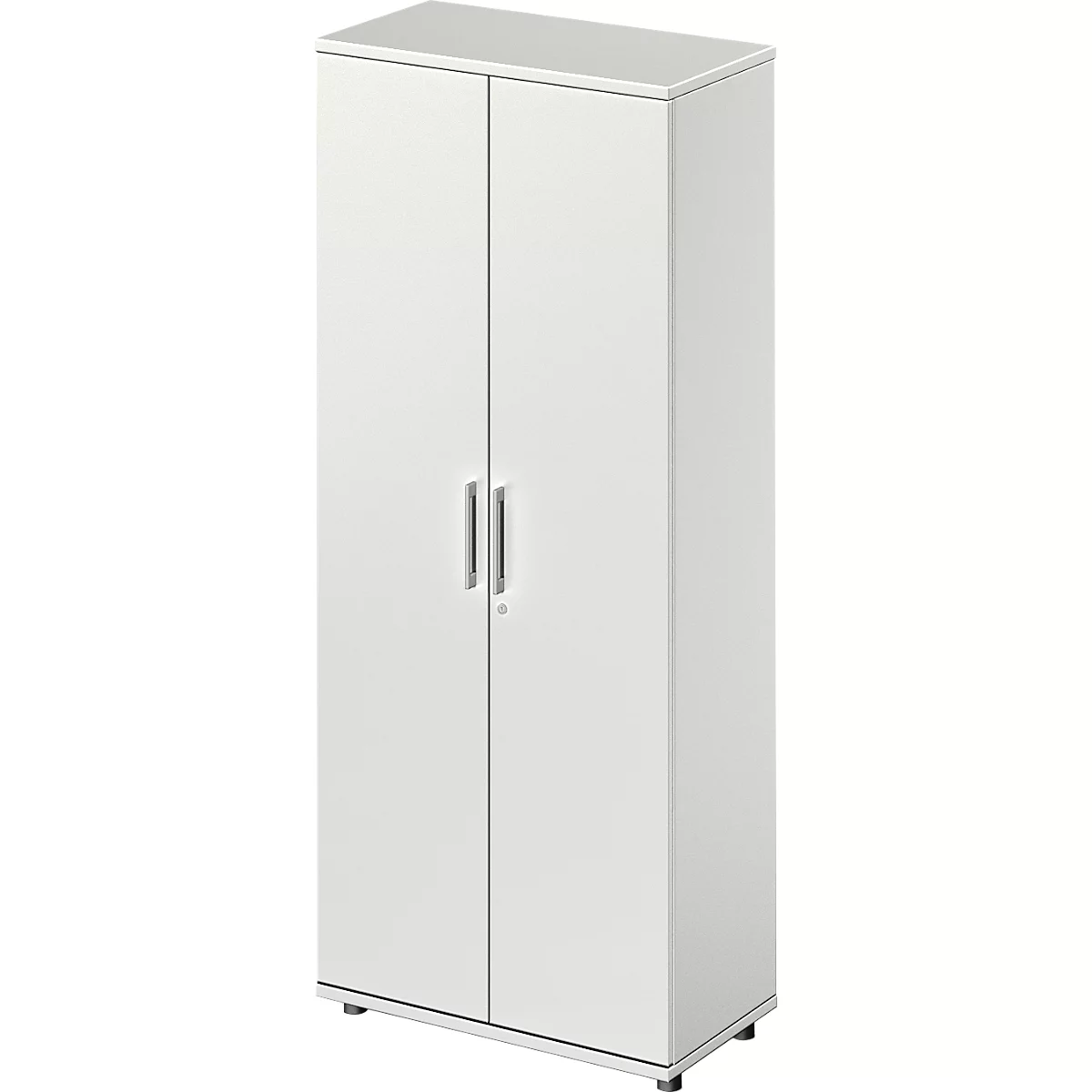 Draaideurkast TETRIS WOOD – B 800 x D 421 x H 1910 mm (hoogte inclusief glijders) – 5 OH - lichtgrijs – ons merk Schäfer Shop Genius
