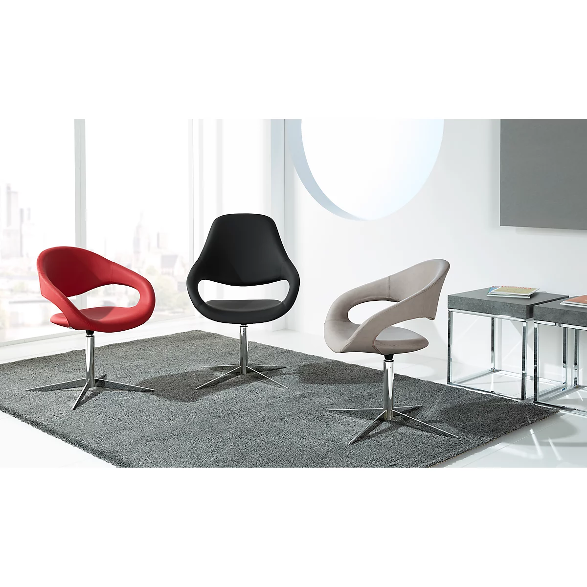 Draaifauteuil SAMBA, belastbaar tot 200 kg, Fauteuil, rood