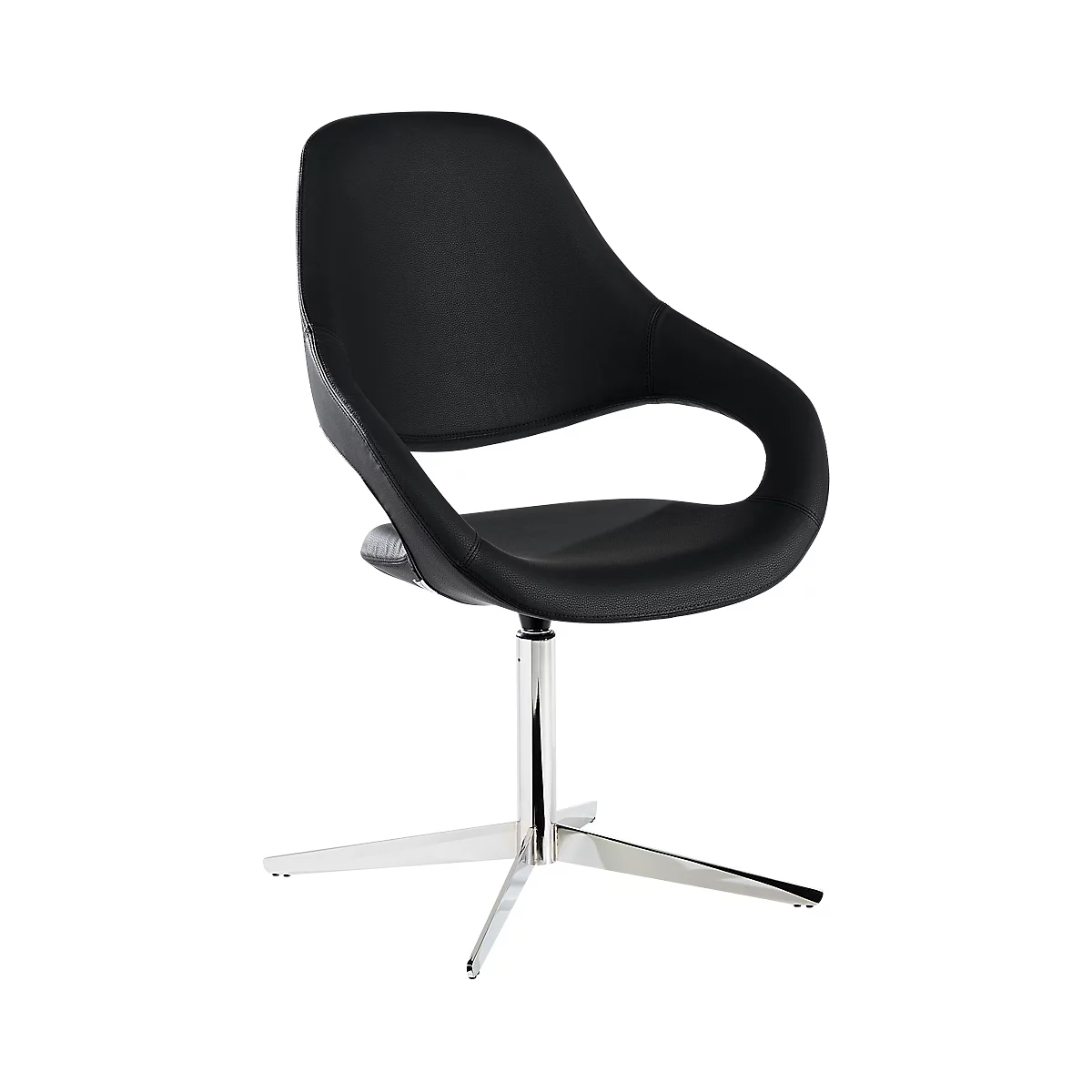 Draaifauteuil SAMBA, belastbaar tot 200 kg, hoge rugleuning, zwart