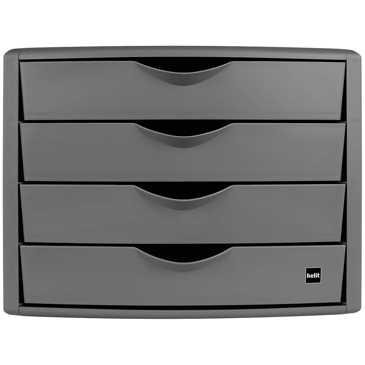 Grey four-drawer box; helit logo on the bottom right.