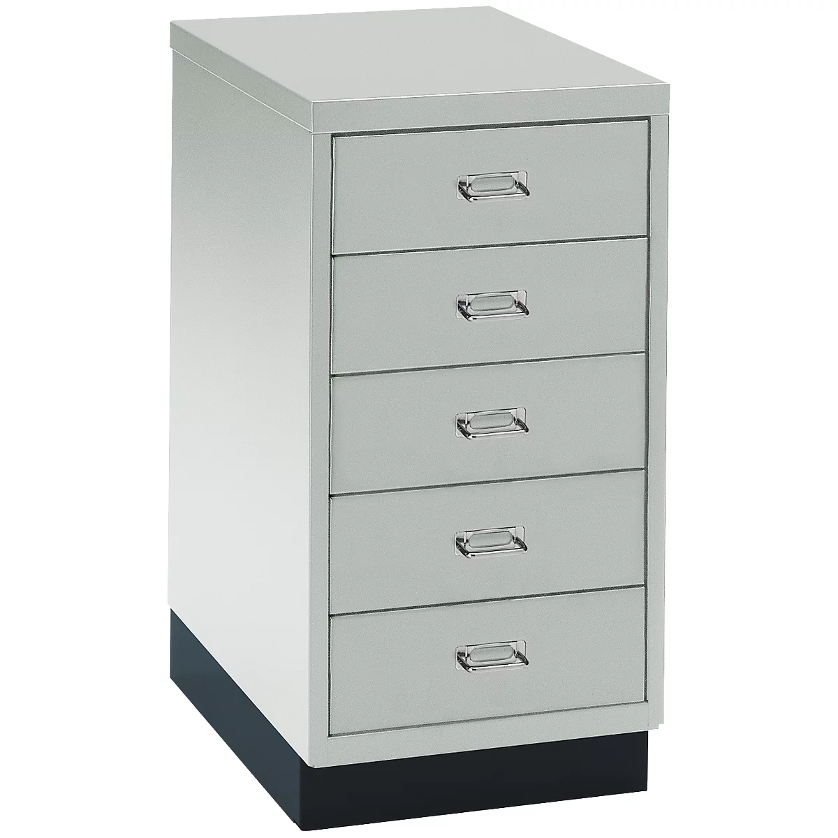 Drawer cabinet DIN A4, with 5 drawers, 675 mm high, luminous gray