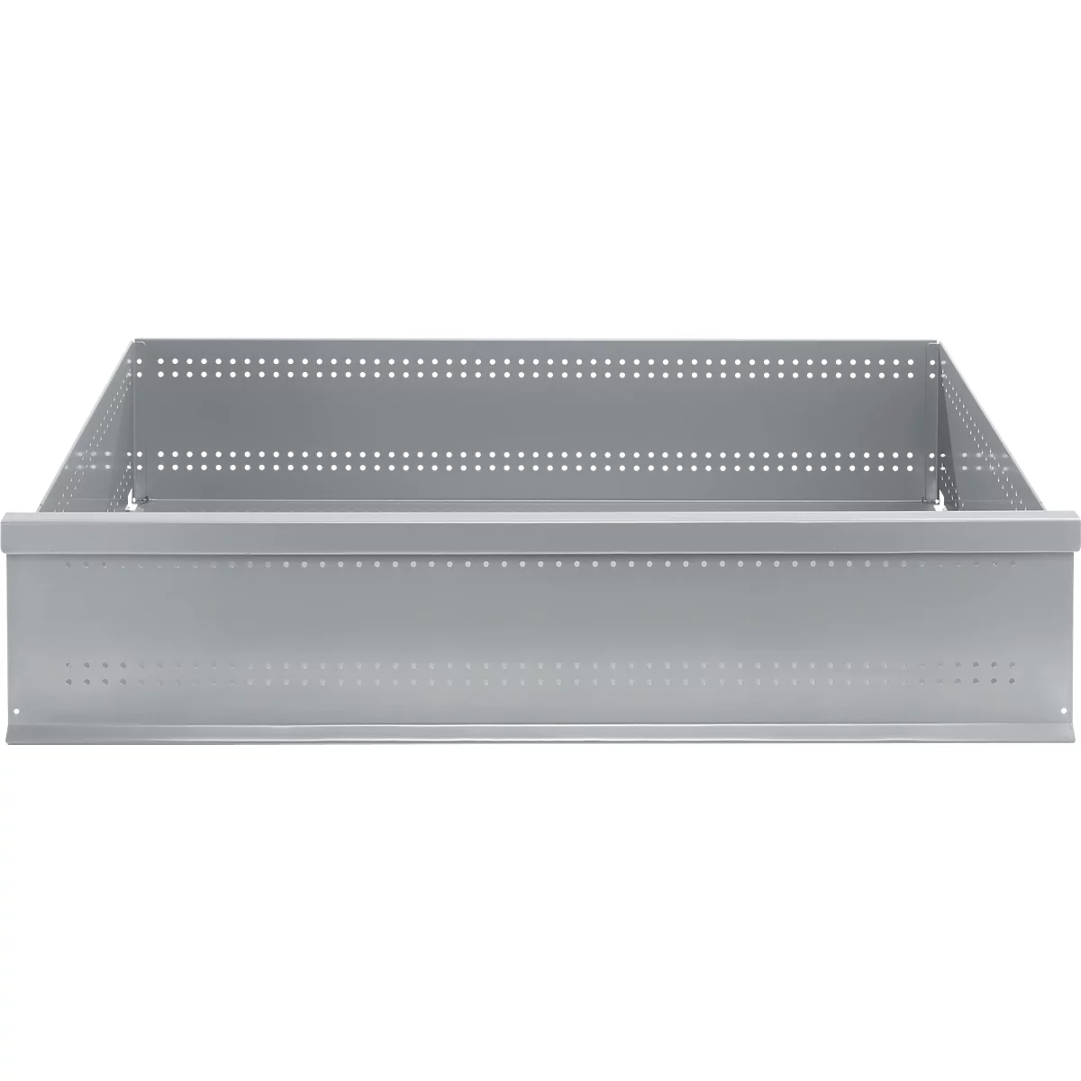 Silver rectangular metal frame with rows of holes.