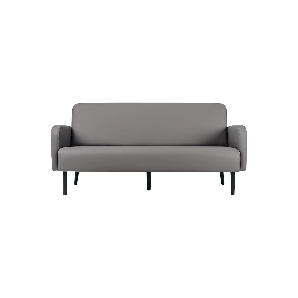 Dreisitzer Sofa meet® by Paperflow LISBOA, desinfektionsmittelbeständiger Kunstlederbezug grau, Fußgestell schwarz, B 1760 x T 815 x H 830 mm