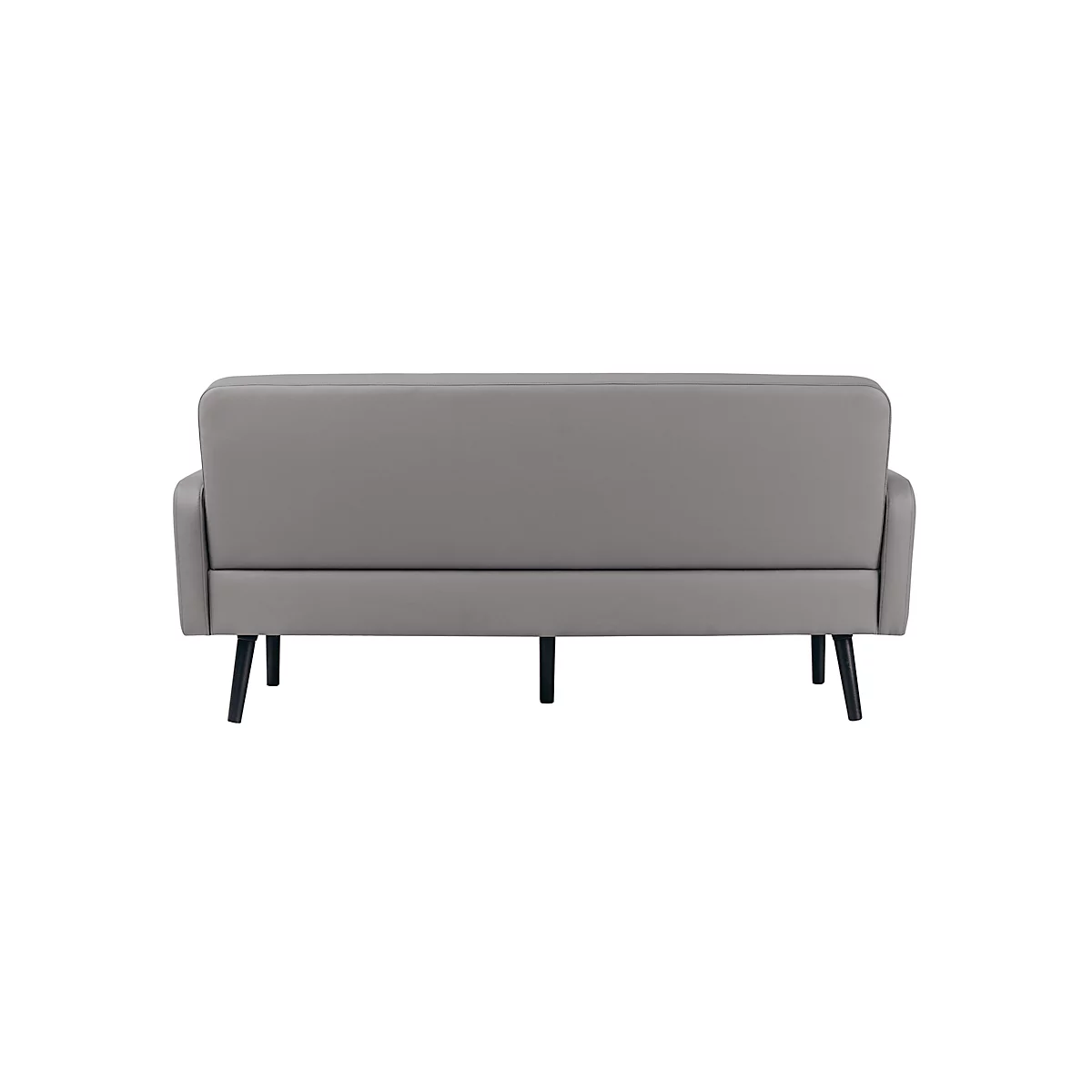 Dreisitzer Sofa meet® by Paperflow LISBOA, desinfektionsmittelbeständiger Kunstlederbezug grau, Fußgestell schwarz, B 1760 x T 815 x H 830 mm