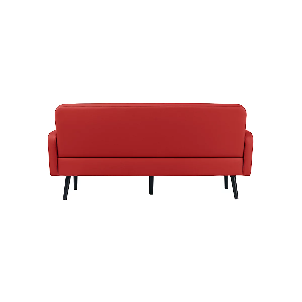 Dreisitzer Sofa meet® by Paperflow LISBOA, desinfektionsmittelbeständiger Kunstlederbezug rot, Fußgestell schwarz, B 1760 x T 815 x H 830 mm