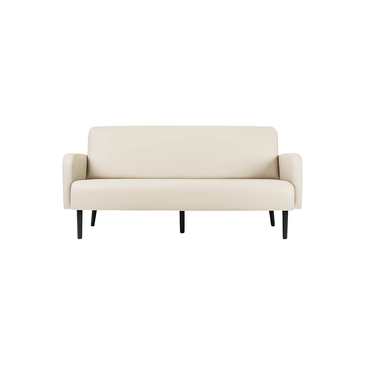 Dreisitzer Sofa meet® by Paperflow LISBOA, desinfektionsmittelbeständiger Kunstlederbezug weiß, Fußgestell schwarz, B 1760 x T 815 x H 830 mm