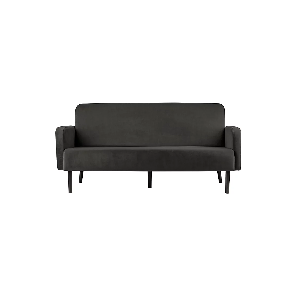 Dreisitzer Sofa meet® by Paperflow LISBOA, Samtbezug anthrazit, Fußgestell schwarz, B 1760 x T 815 x H 830 mm