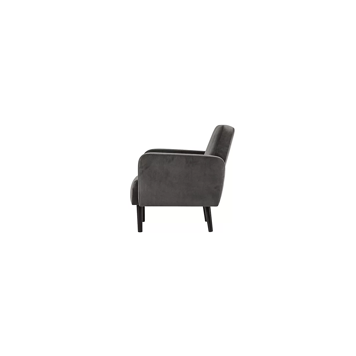 Dreisitzer Sofa meet® by Paperflow LISBOA, Samtbezug anthrazit, Fußgestell schwarz, B 1760 x T 815 x H 830 mm