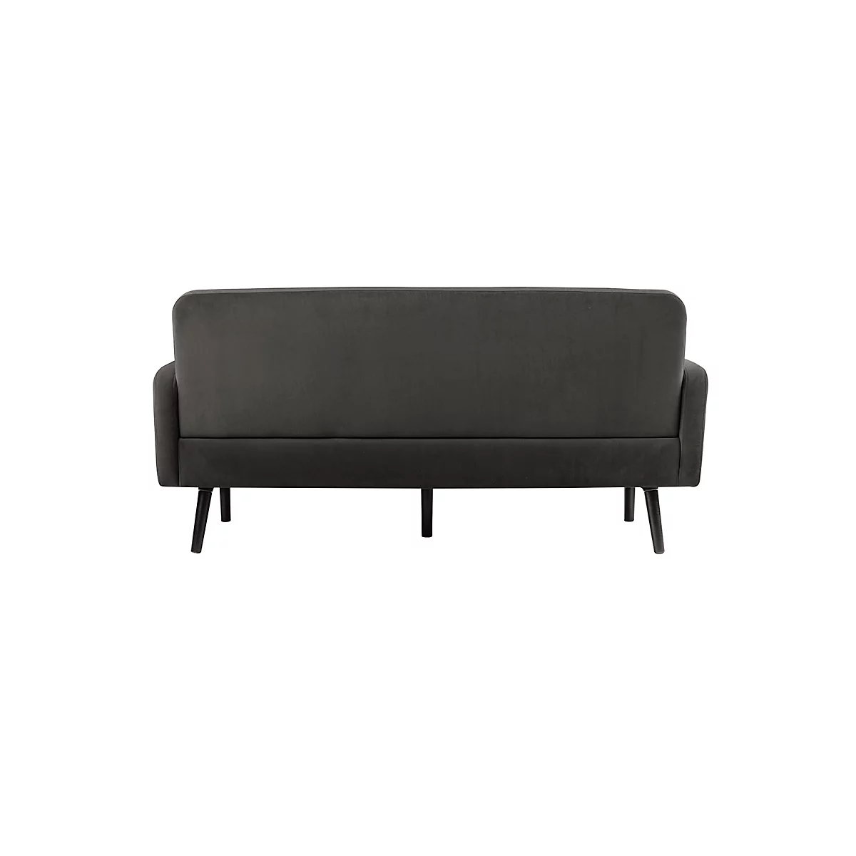 Dreisitzer Sofa meet® by Paperflow LISBOA, Samtbezug anthrazit, Fußgestell schwarz, B 1760 x T 815 x H 830 mm
