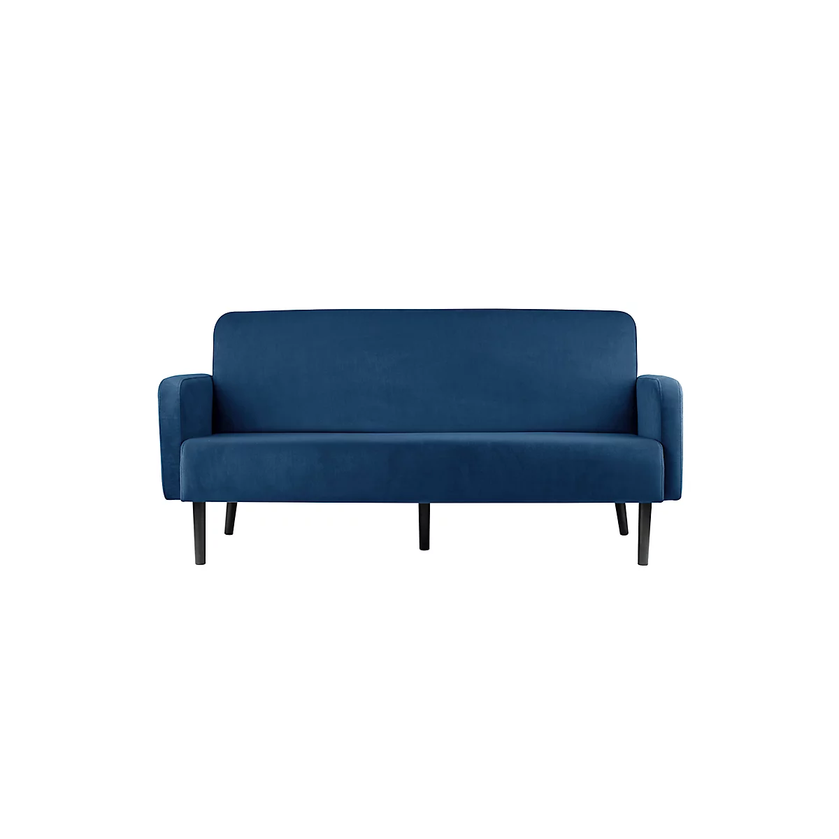 Dreisitzer Sofa meet® by Paperflow LISBOA, Samtbezug blau, Fußgestell schwarz, B 1590 x T 550 x H 430 mm