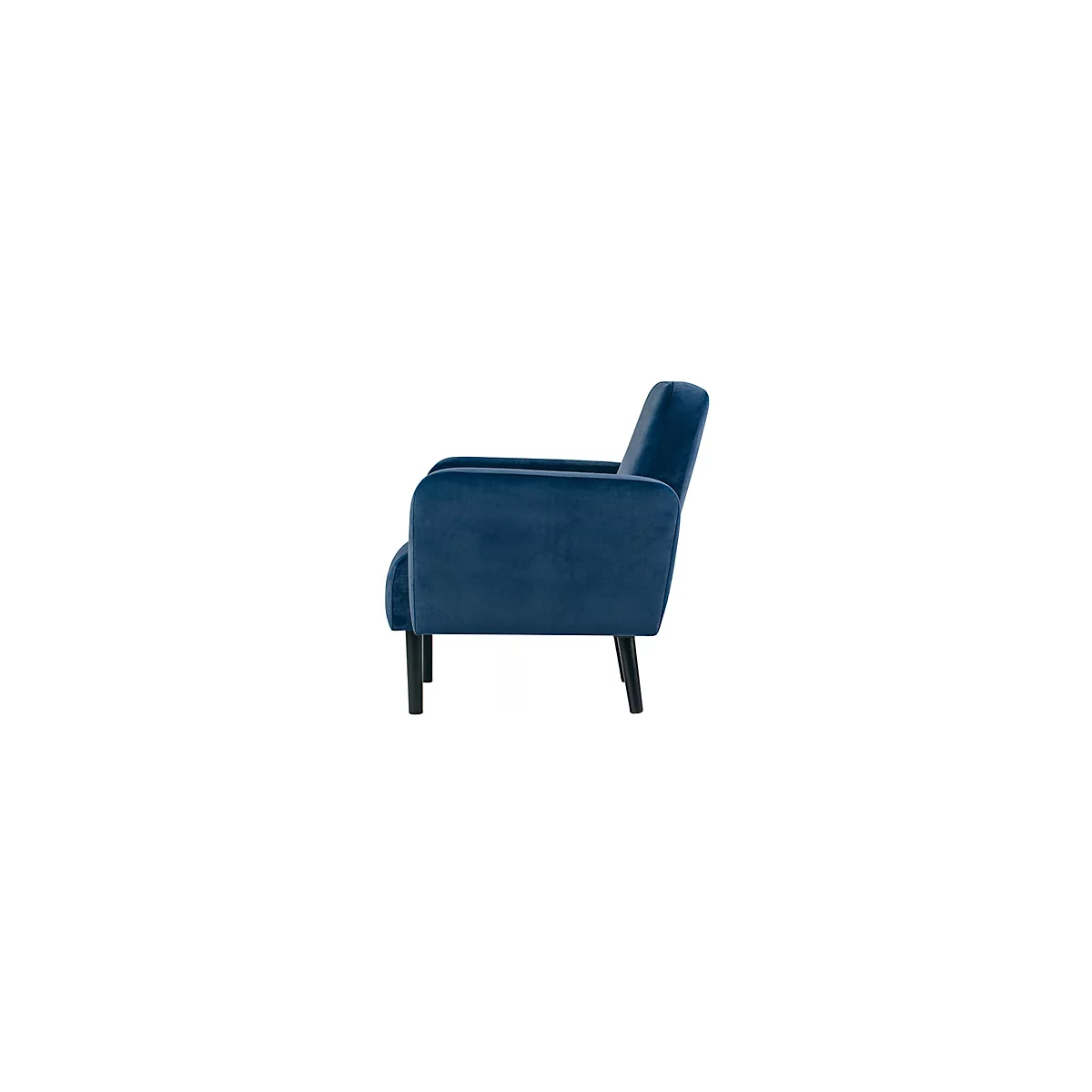 Dreisitzer Sofa meet® by Paperflow LISBOA, Samtbezug blau, Fußgestell schwarz, B 1590 x T 550 x H 430 mm