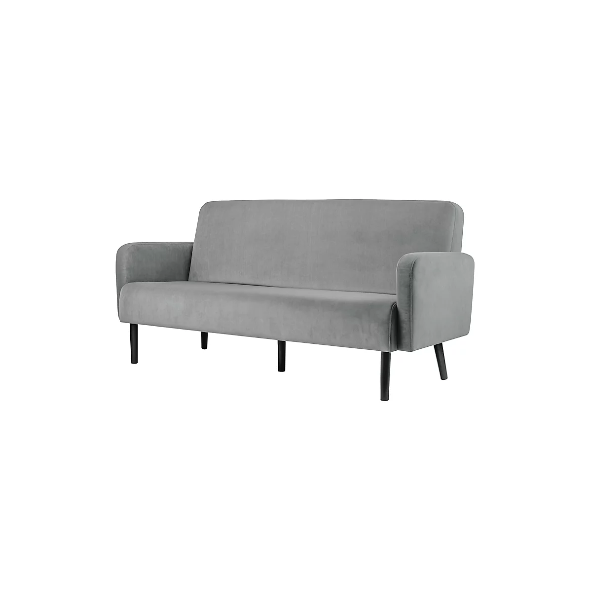 Dreisitzer Sofa meet® by Paperflow LISBOA, Samtbezug grau, Fußgestell schwarz, B 1590 x T 550 x H 430 mm