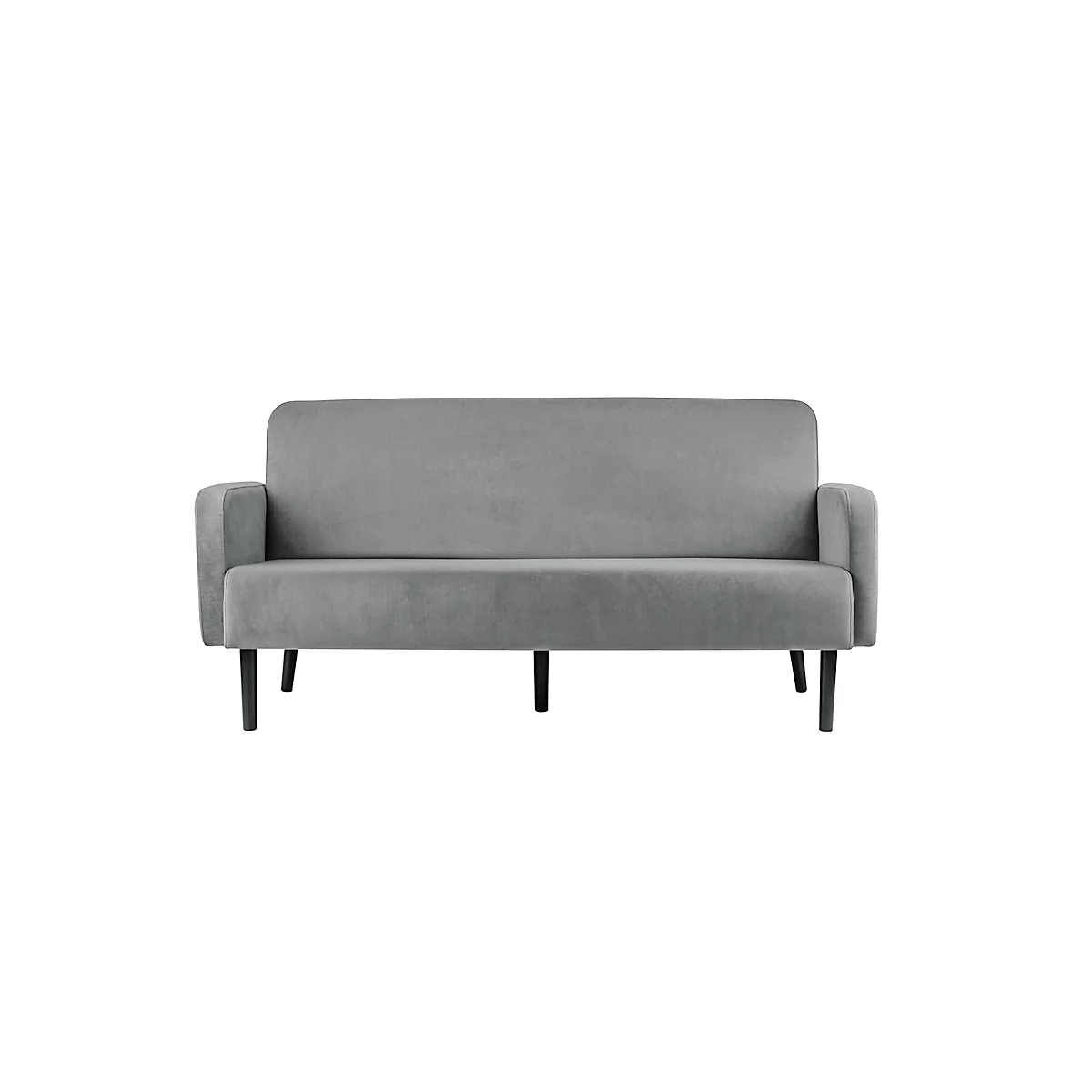 Dreisitzer Sofa meet® by Paperflow LISBOA, Samtbezug grau, Fußgestell schwarz, B 1590 x T 550 x H 430 mm