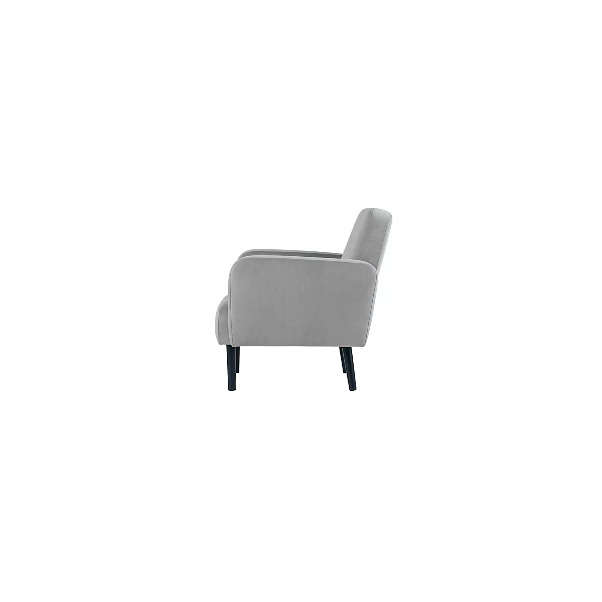 Dreisitzer Sofa meet® by Paperflow LISBOA, Samtbezug grau, Fußgestell schwarz, B 1590 x T 550 x H 430 mm