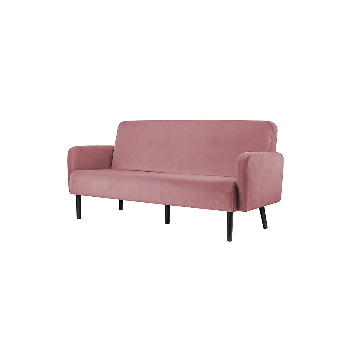 Dreisitzer Sofa meet® by Paperflow LISBOA, Samtbezug pink, Fußgestell schwarz, B 1760 x T 815 x H 830 mm