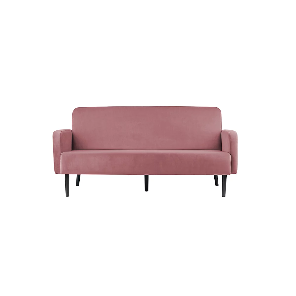 Dreisitzer Sofa meet® by Paperflow LISBOA, Samtbezug pink, Fußgestell schwarz, B 1760 x T 815 x H 830 mm