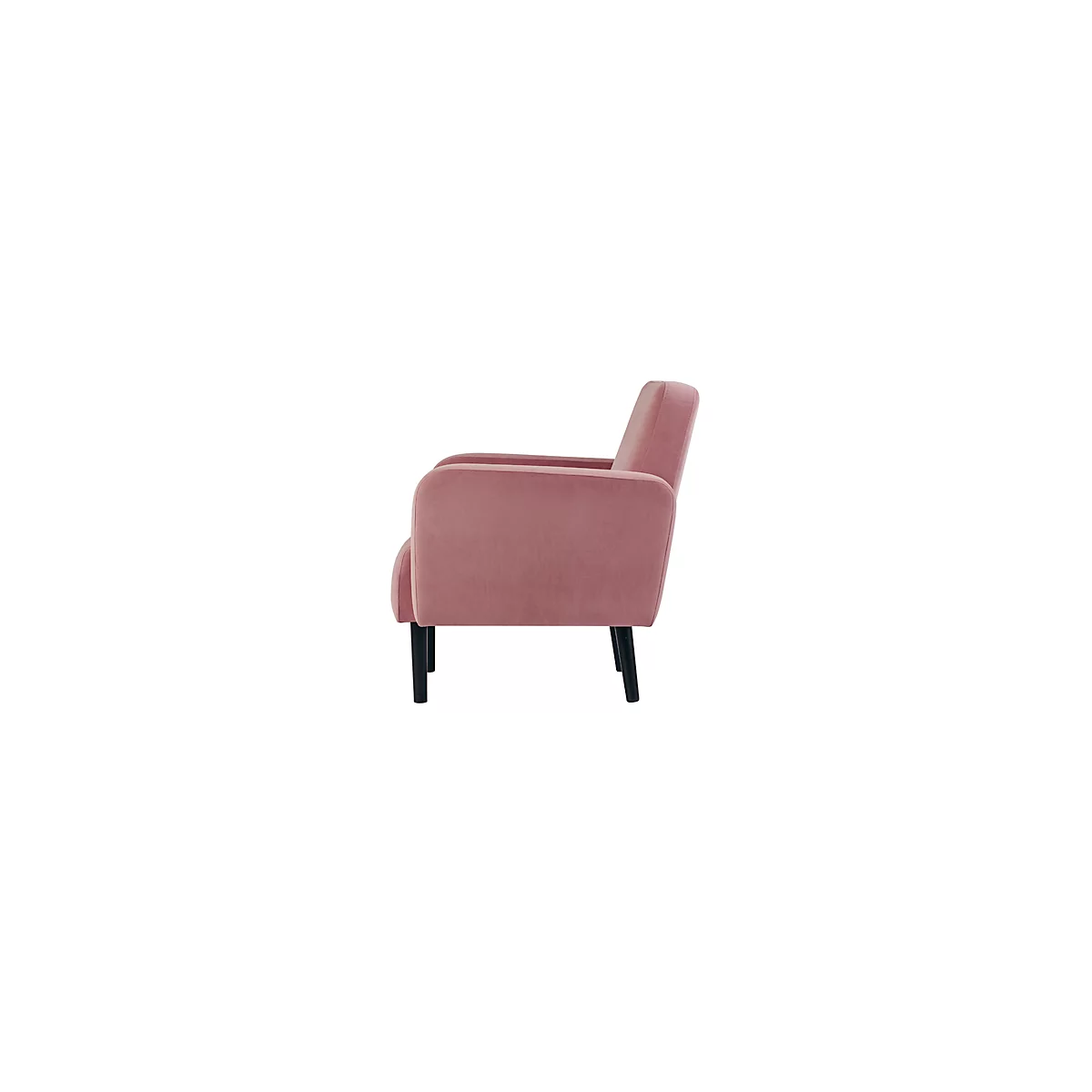 Dreisitzer Sofa meet® by Paperflow LISBOA, Samtbezug pink, Fußgestell schwarz, B 1760 x T 815 x H 830 mm