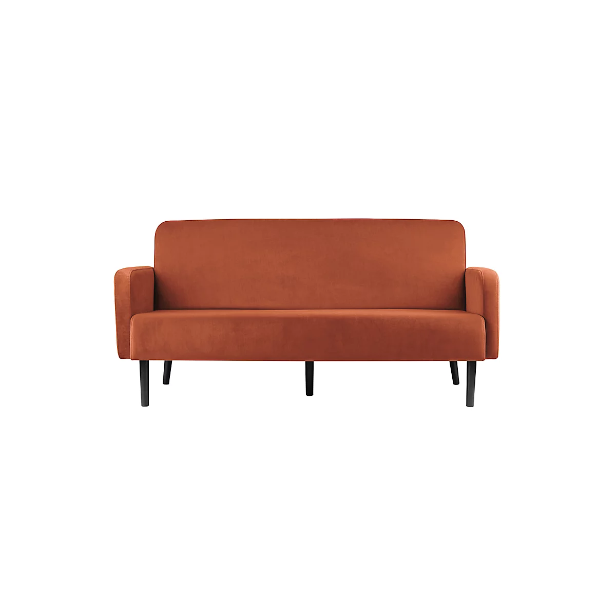 Dreisitzer Sofa meet® by Paperflow LISBOA, Samtbezug rostfarben, Fußgestell schwarz, B 1760 x T 815 x H 830 mm