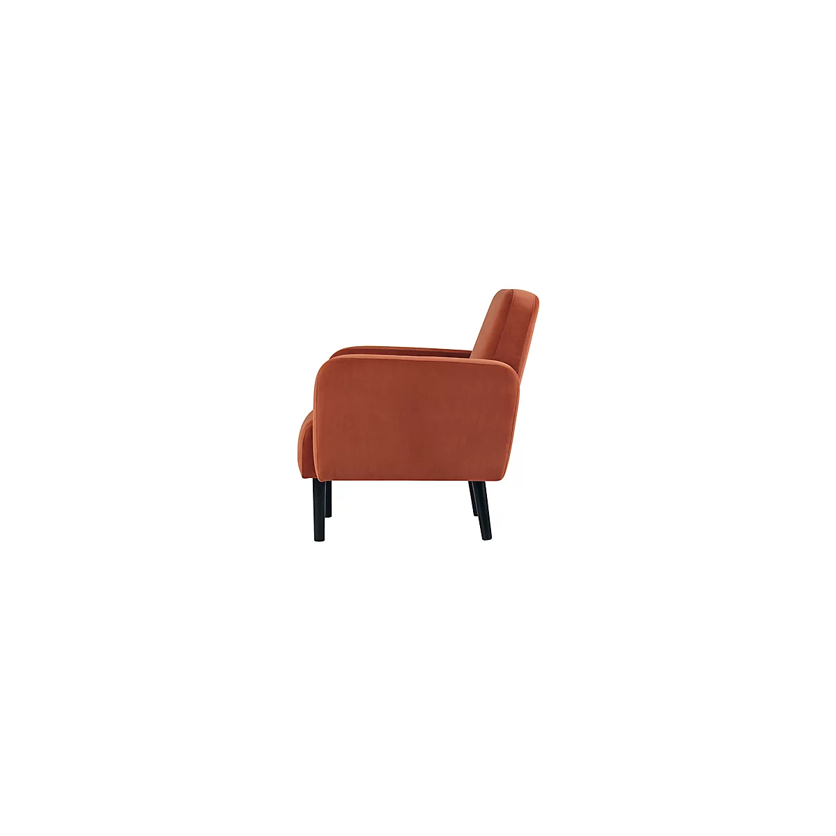Dreisitzer Sofa meet® by Paperflow LISBOA, Samtbezug rostfarben, Fußgestell schwarz, B 1760 x T 815 x H 830 mm