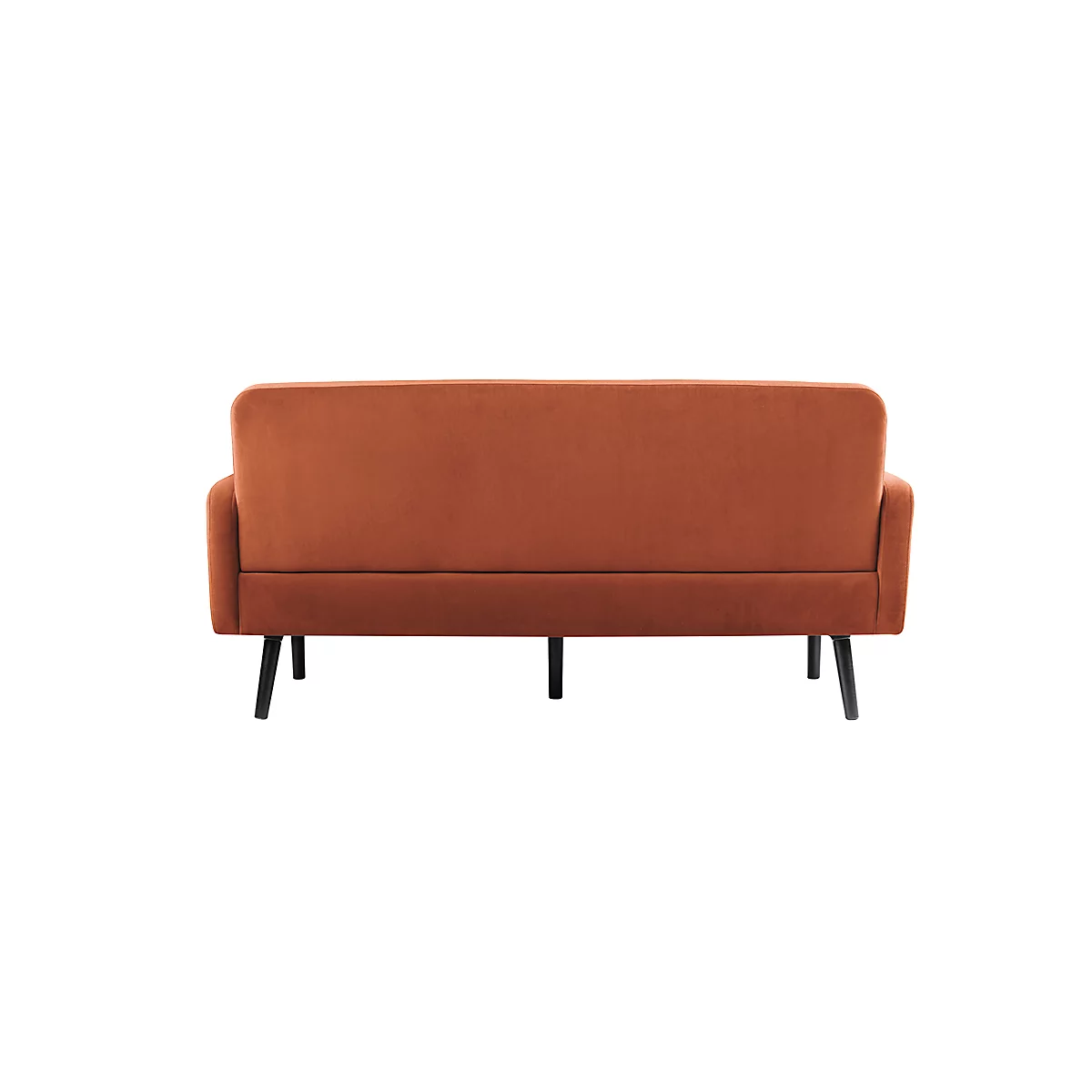 Dreisitzer Sofa meet® by Paperflow LISBOA, Samtbezug rostfarben, Fußgestell schwarz, B 1760 x T 815 x H 830 mm
