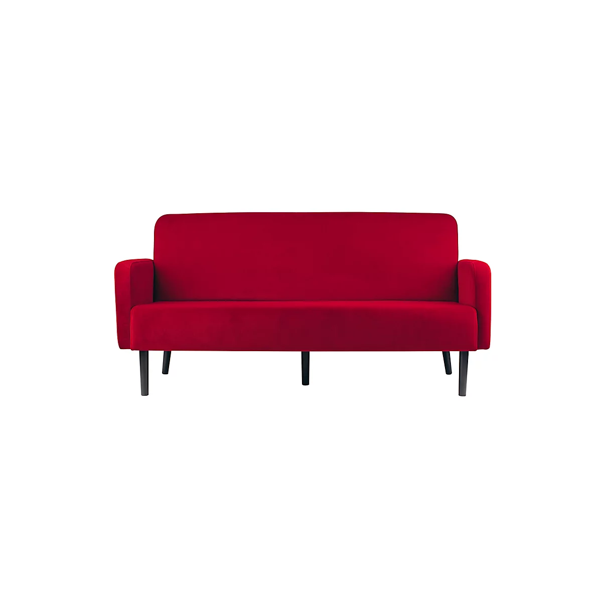 Dreisitzer Sofa meet® by Paperflow LISBOA, Samtbezug rot, Fußgestell schwarz, B 1760 x T 815 x H 830 mm
