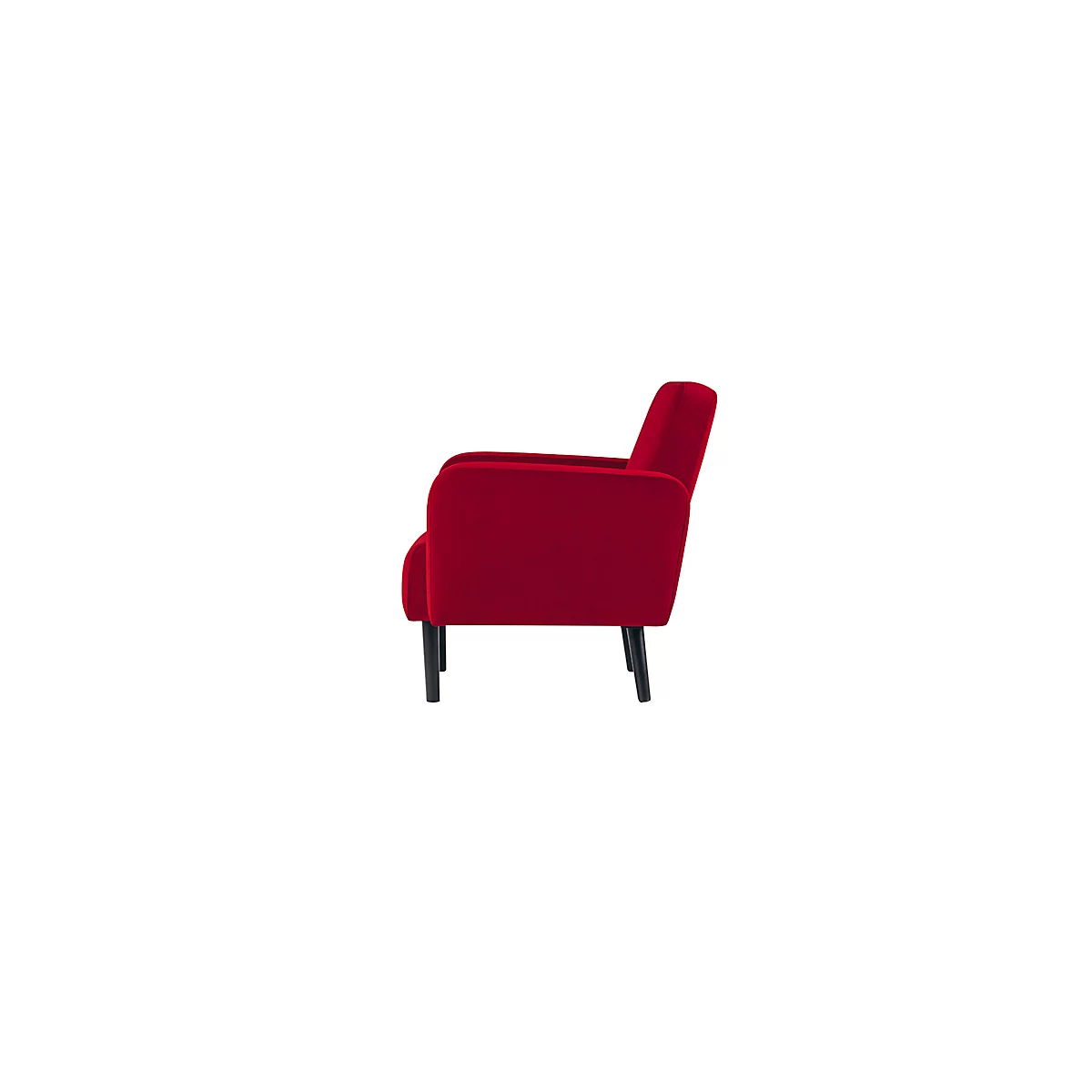 Dreisitzer Sofa meet® by Paperflow LISBOA, Samtbezug rot, Fußgestell schwarz, B 1760 x T 815 x H 830 mm