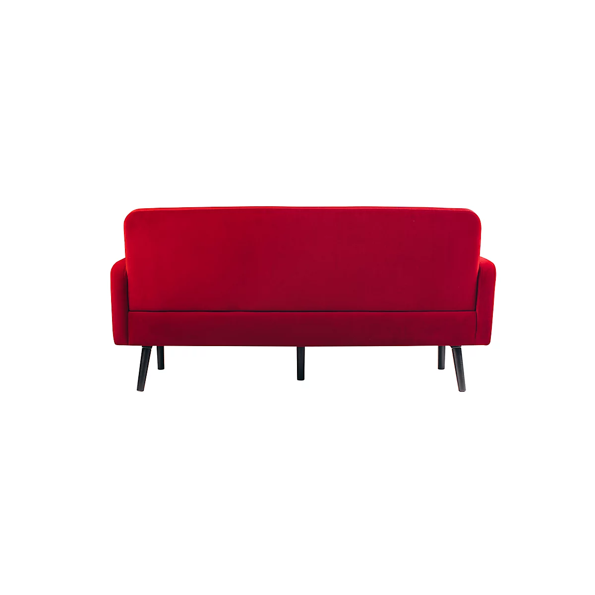 Dreisitzer Sofa meet® by Paperflow LISBOA, Samtbezug rot, Fußgestell schwarz, B 1760 x T 815 x H 830 mm