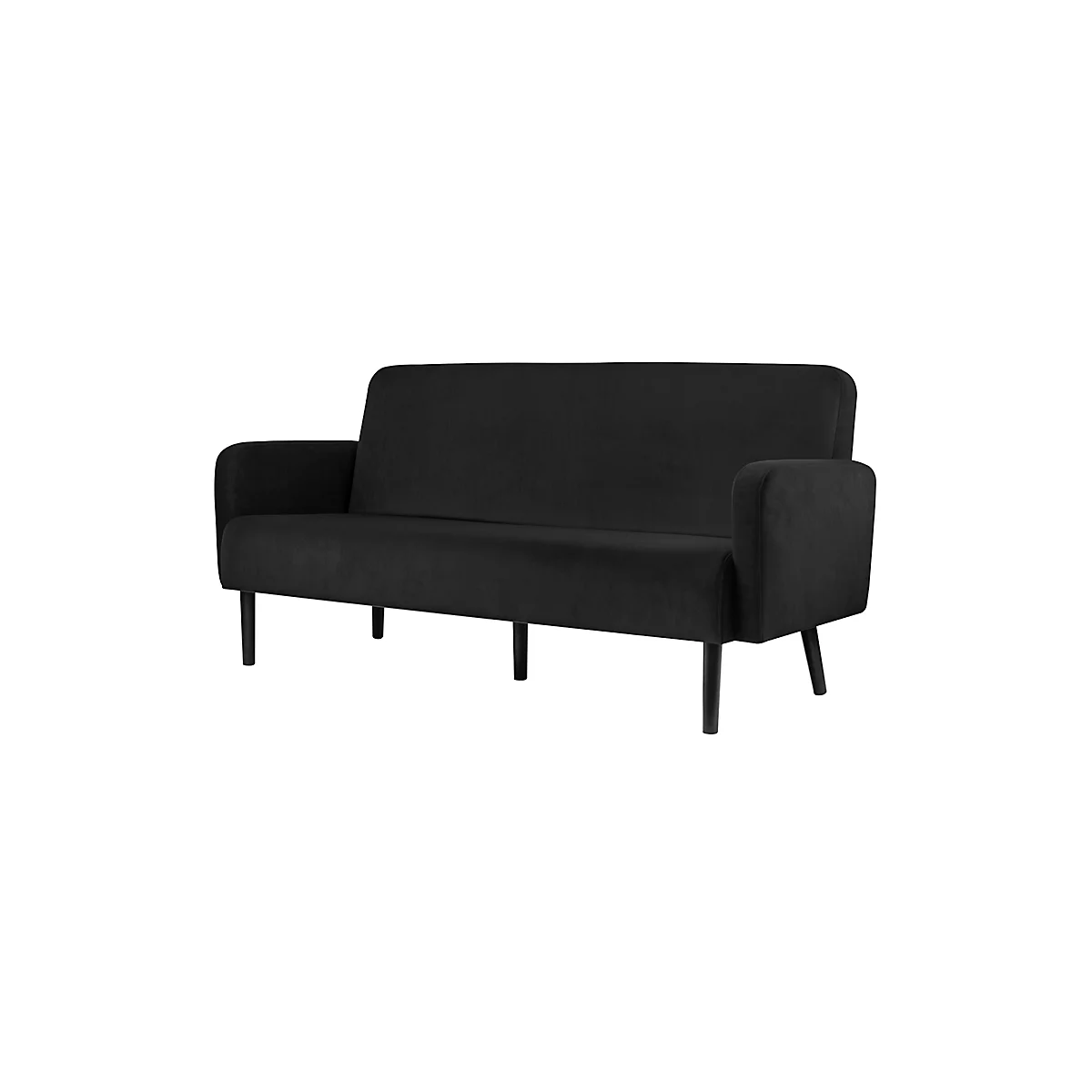 Dreisitzer Sofa meet® by Paperflow LISBOA, Samtbezug schwarz, Fußgestell schwarz, B 1590 x T 550 x H 430 mm