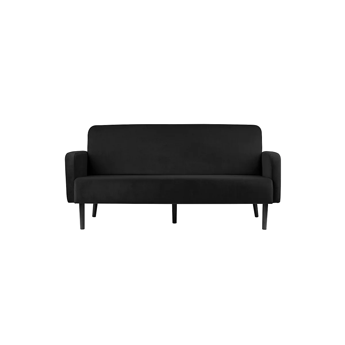 Dreisitzer Sofa meet® by Paperflow LISBOA, Samtbezug schwarz, Fußgestell schwarz, B 1590 x T 550 x H 430 mm
