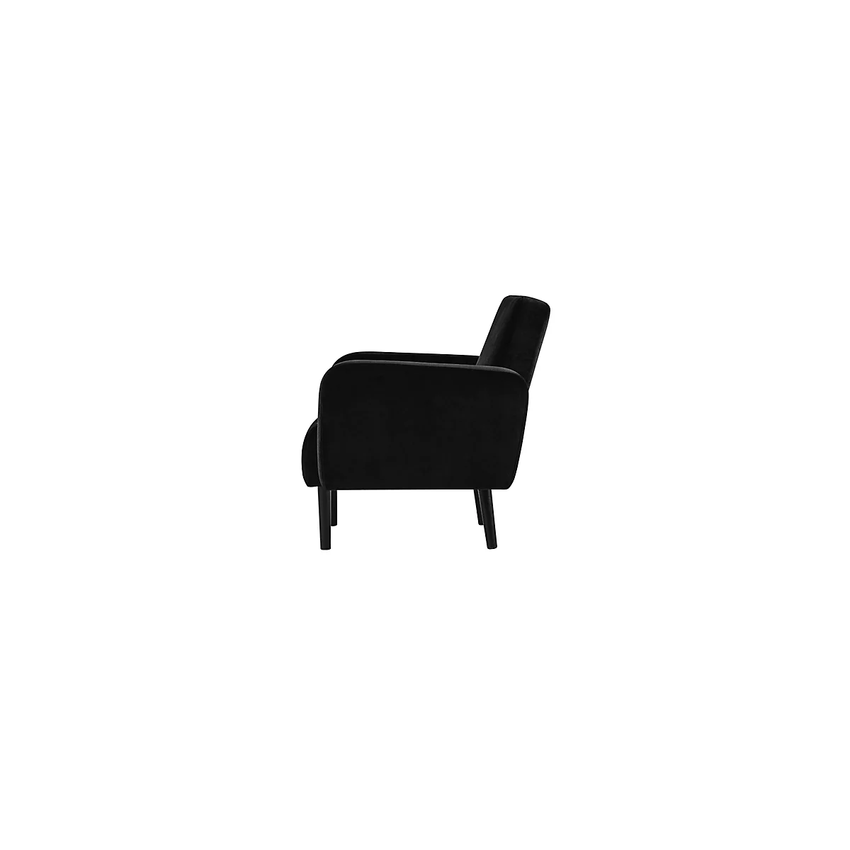 Dreisitzer Sofa meet® by Paperflow LISBOA, Samtbezug schwarz, Fußgestell schwarz, B 1590 x T 550 x H 430 mm